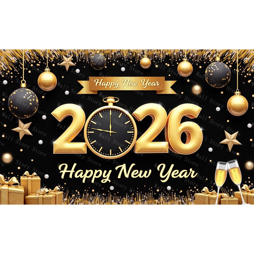 2026 Happy New Year Backdrops for Christmas Tapestry Photography Decor Background Celebrate Party Family Poster Photo Tapestry