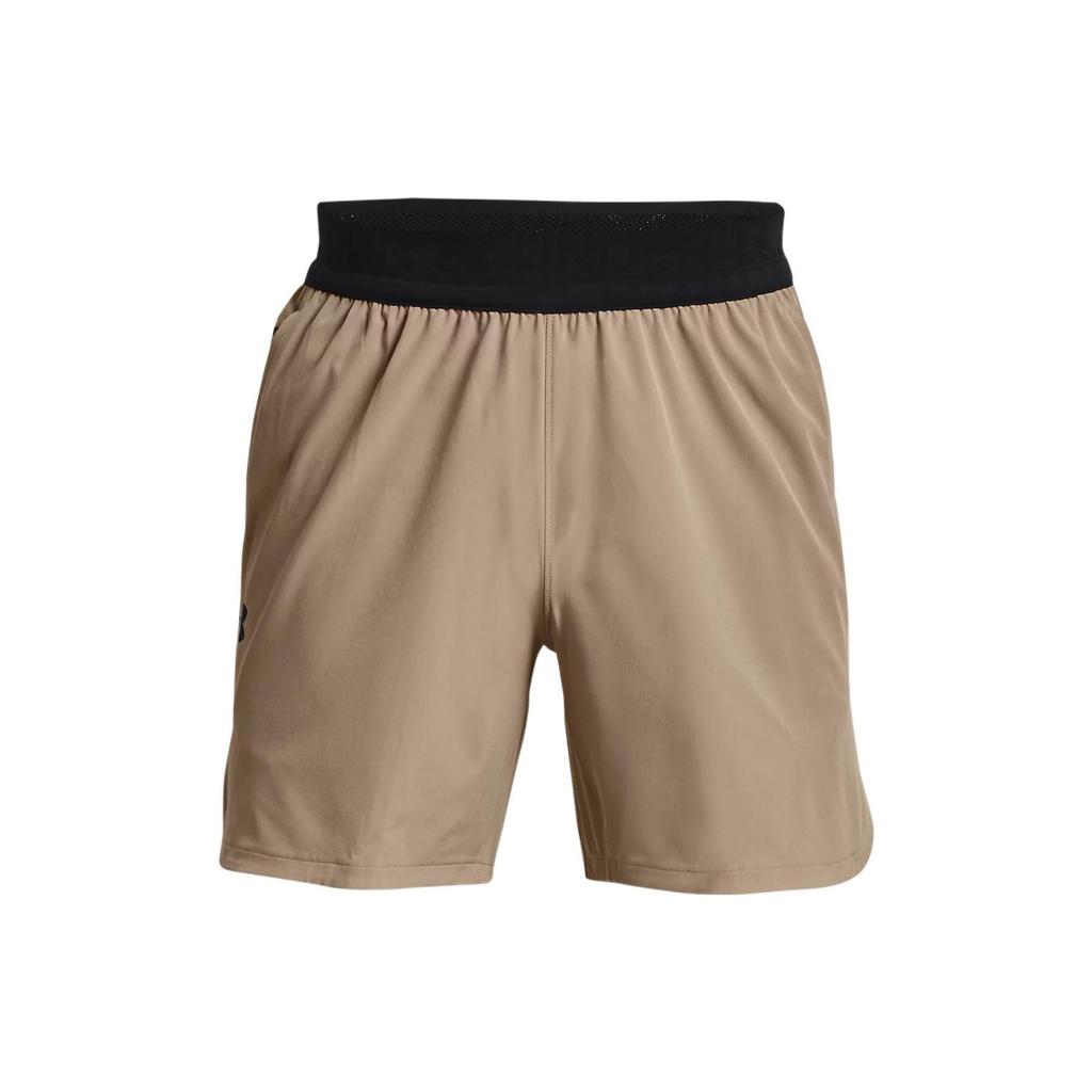 Under Armour Logo Print Elastic Waistband Woven Shorts Men Bottoms Brown 1376782-236