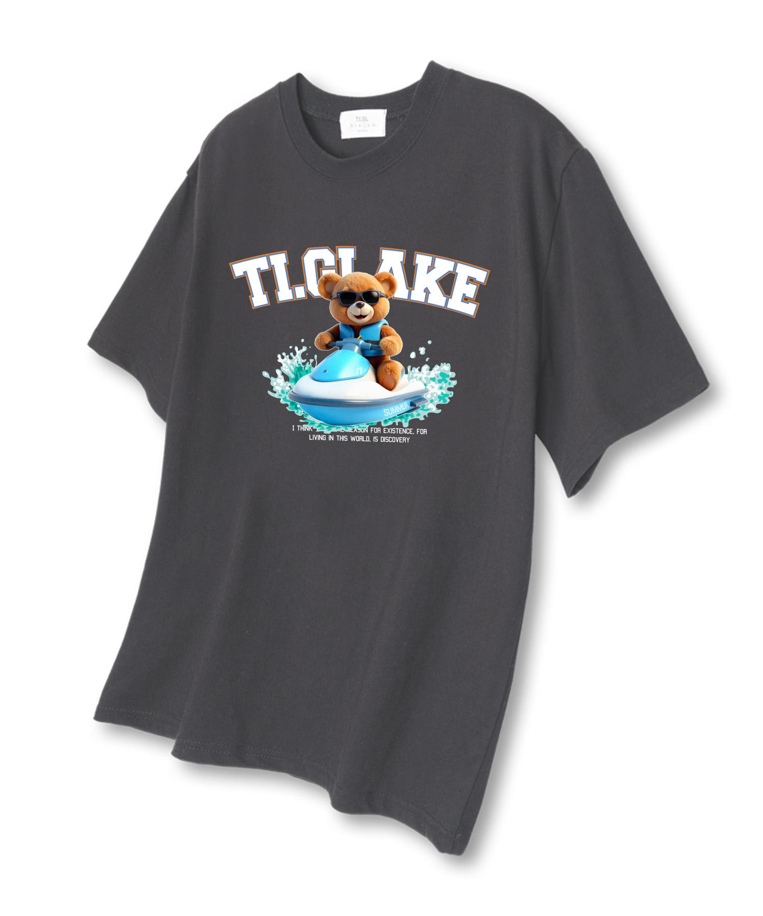 Футболка Glake Jet Ski Bear с коротким рукавом Темно-серая Xl