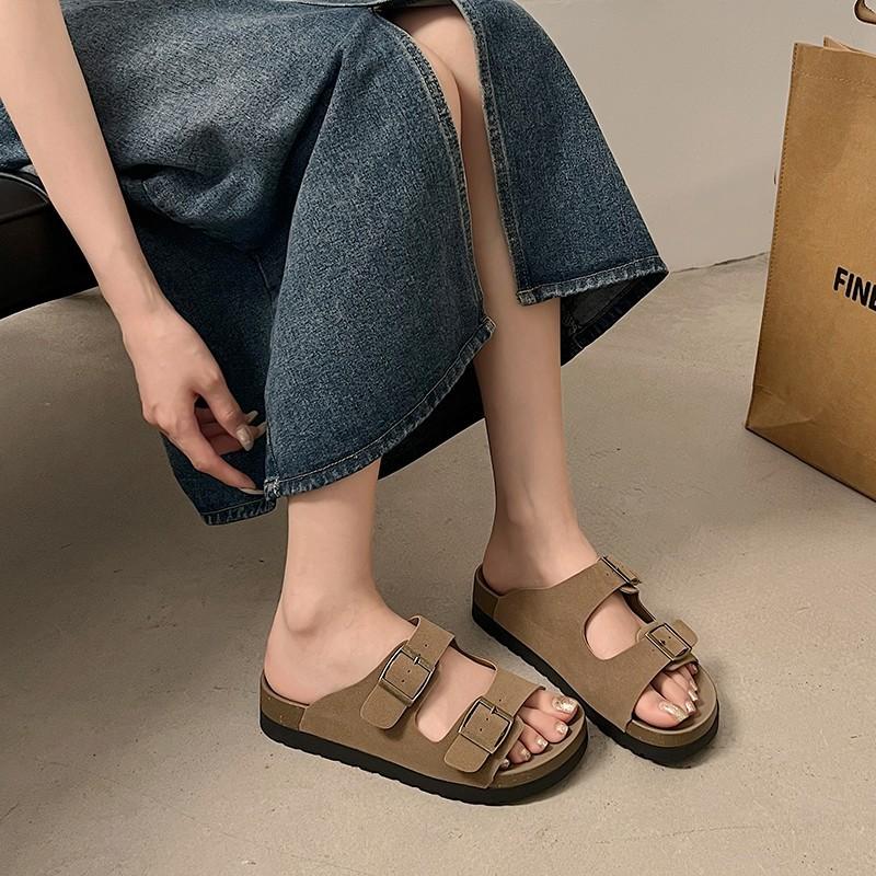 

Platform slippers women s summer wear new retro comfortable sandals 35 хакі