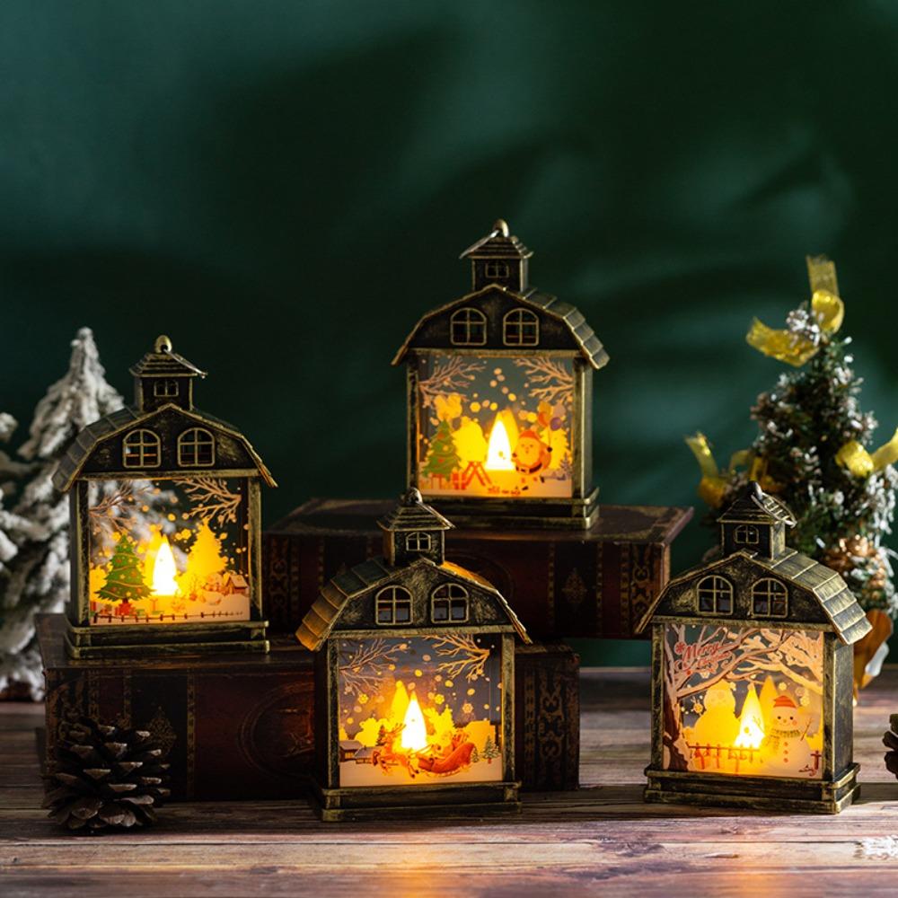 Hanging Lantern Snow Globe Lantern Glow Candles Light Christmas Wind  Lantern  Small Pendant