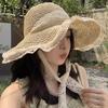 ins sunscreen straw hat women's summer travel shading breathable straw bucket hat outdoor seaside temperament basin hat
