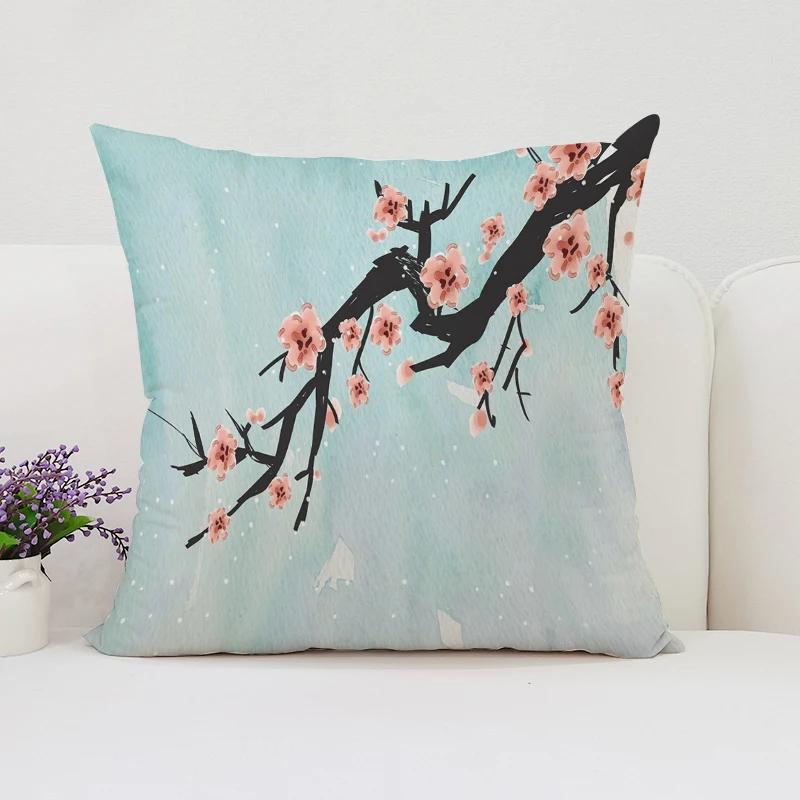 Japanische Kirschblüte Wohndekor Dekorative Kissenbezüge für Wohnzimmerkissen Ästhetische Raumdekoration Kissenbezug 45*45