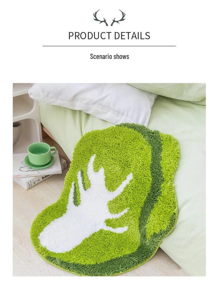 Adorable Cartoon Fried Egg & Vegetable Rug - Cozy, Cold-Proof Tufted Carpet for Kids’ Rooms & Bedrooms