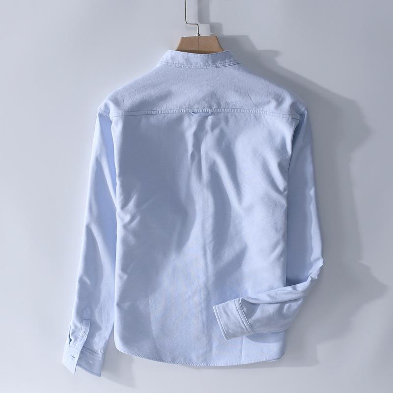 Winter Warme Herrenbekleidung Koreanischer Stil Langarm Oxfordhemden für Herren Täglich Lässig Stehkragen Einfarbig Fleecehemd mit Tasche