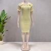Retro Ruffled Button Down Knit Dress With Collar
