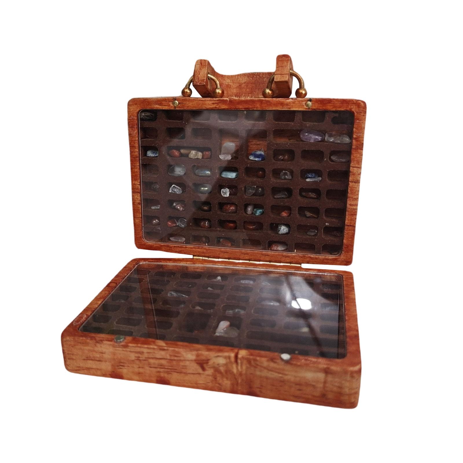 

Деревянный чемодан для коллекции кристаллов, ящик для коллекции камней, украшения One Size