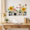 Cat Flowers Peel And Stick Wall Stickers, Removable Wall Art Decor, Watercolor Vinyl Decals for Kids Bedroom Nursery Living Room