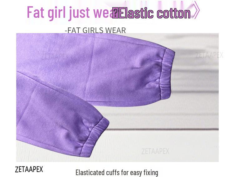 Plus Size Girls' Casual Fleece Sweatpants - Loose Fit for Spring and Fall