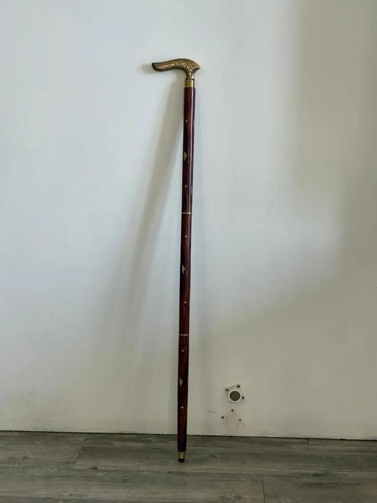 Sheesham Wood and Brass Handle Walking Cane Collectible Vintage Cane