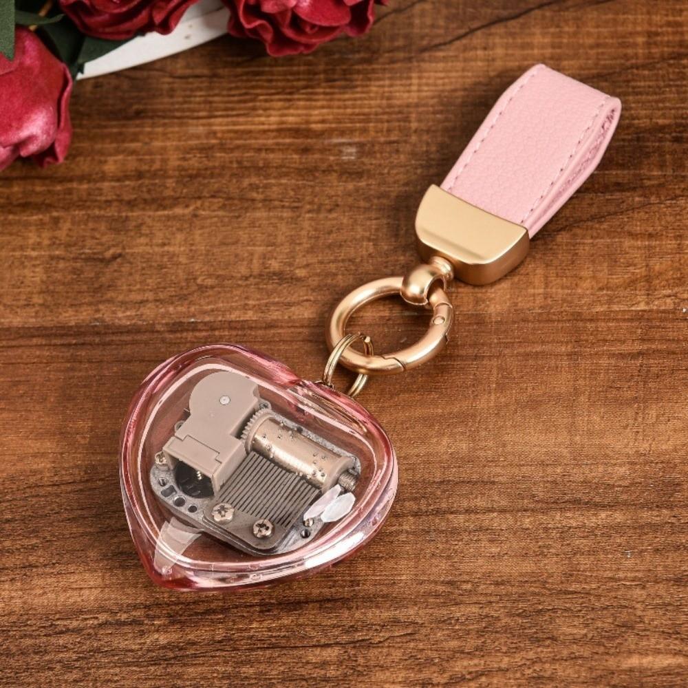 Unique Acrylic Music Box Movement Keychain Portable Mini Mechanical Music Box Handy Musical Instrument