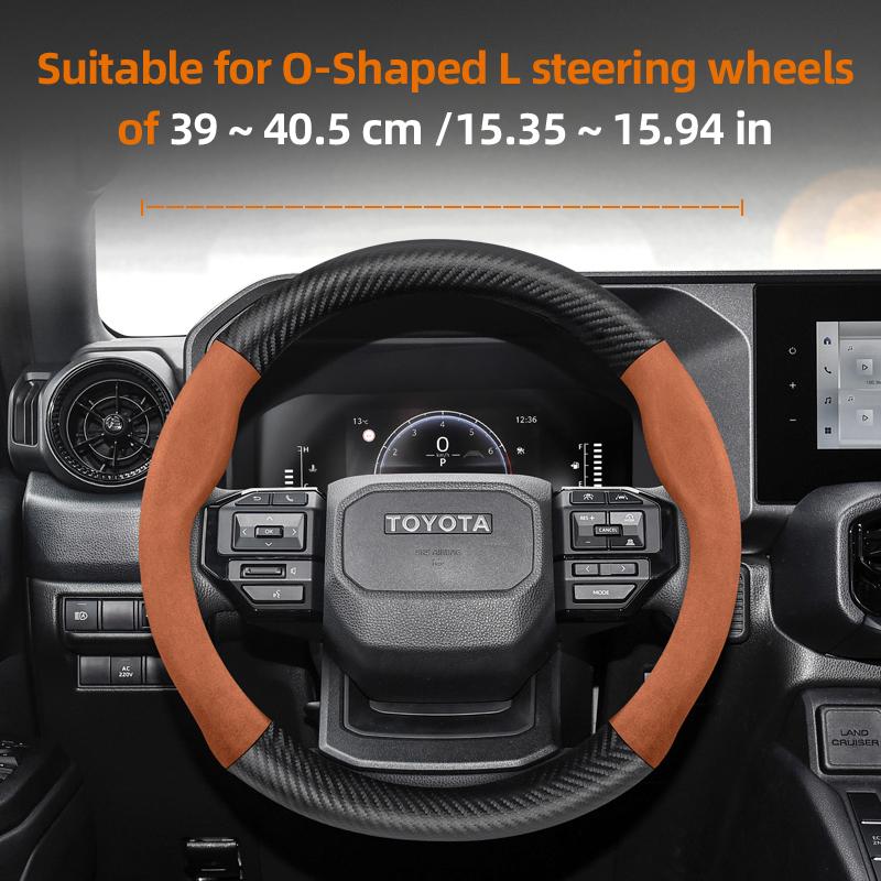 Suitable for Toyota Suede Matte Carbon Fiber Texture Steering Wheel Cover Suitable for Chr Yaris Auris Rav4 Corolla Hilux Wish Roomy Aqua Priu