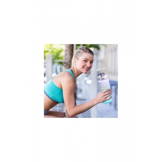 

Мотивационная фляга для воды 2 л с бутылкой для воды Tritan Gym с соломенной поилкой