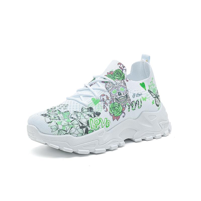 Labelled Non-slip Fashion Printed Ventilation Hole Sports and Leisure Single Shoes New Lace-up Soft Sole