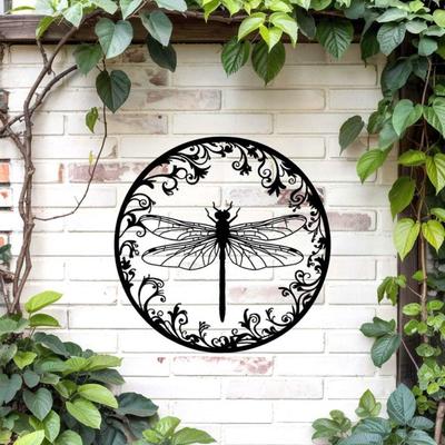 Forged Iron Metal Wall Art Dragonfly Sculpture Hanging Yard Decor Outdoor Garden Patio Nature Insect Sign Handmade Gift For Mom