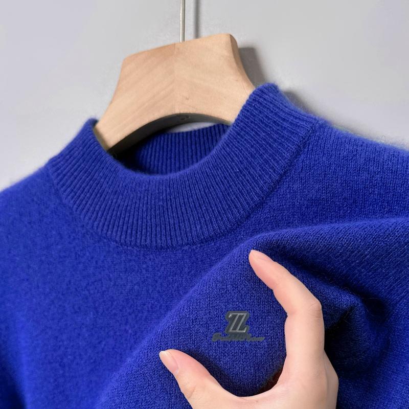 Wovey Heren Hoodie met Halve Hoge Kraag Gebreid Winter Exquisiet Letterprint Trui Mode Luxe Verdikt Warm Casual Herenkleding Top 4XL