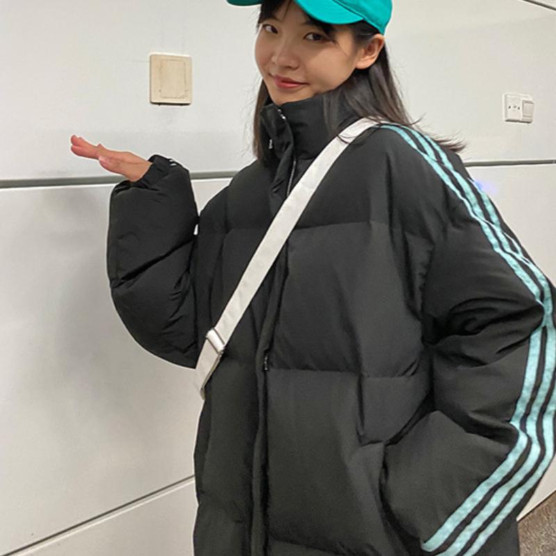 

Зимние теплые парки женские хлопковые куртки с подкладкой Y2K полосатое пальто толстая стеганая куртка с воротником-стойкой для женщин и девочек повседневная верхняя одежда M