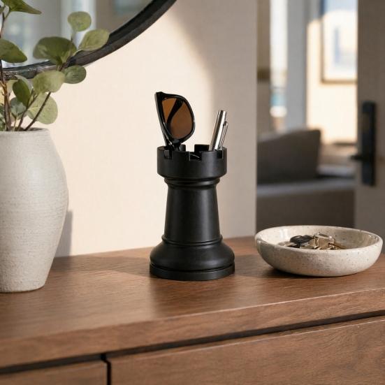DYS Chess Pen Holder, Makeup Brush Organizer, Minimalist Desk Decor, Multifunctional Organizer for Pens Brushes Dried Flowers, Creative Gift Office &