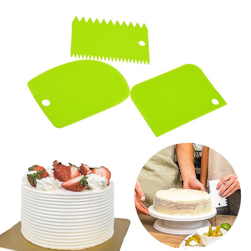 3PCS/Lot Plastic Dough Knife Icing Fondant Scraper Cake Decorating Baking Tool