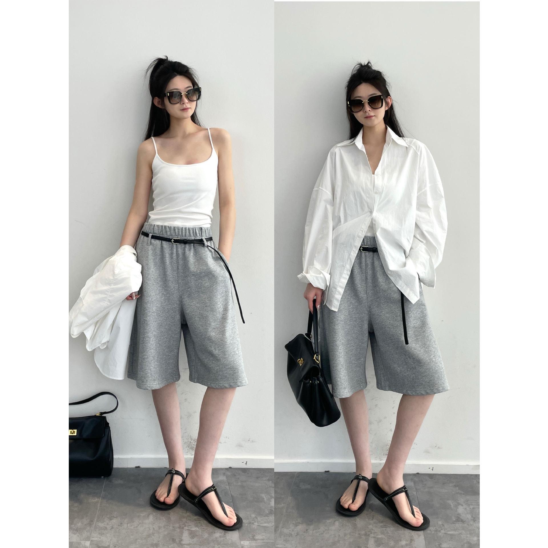 Nan Yu  Cloud Feel  Korean Style Versatile Belted Five-Point Pants Medium