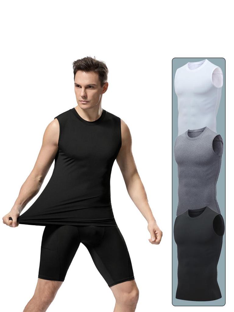 Men's Quick-Dry Ice Silk Sleeveless Sports Tank - Breathable Body Shaper for Gym, Basketball, and Running