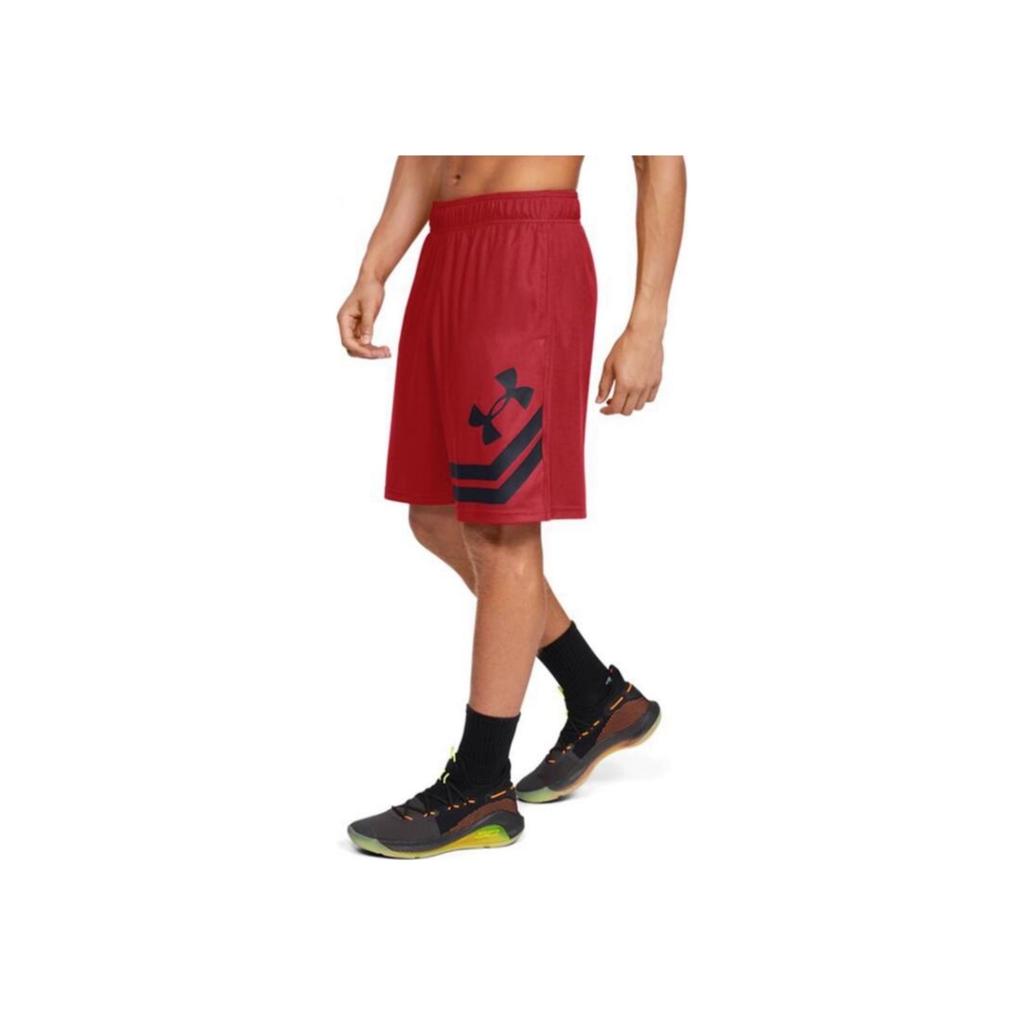 Under Armour Logo Striped Print Quick-Dry Sports Casual Comfortable Sweat-Absorbing Basketball Shorts Men shorts Red 1351285-600