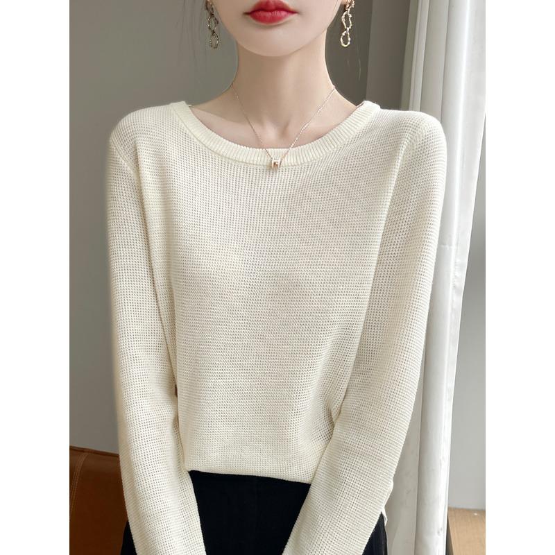 

Весенне-осенний новый женский вязаный свитер с длинным рукавом и круглым вырезом, тонкая имитация, модный пуловер, для носки внутри и снаружи, нижняя рубашка S