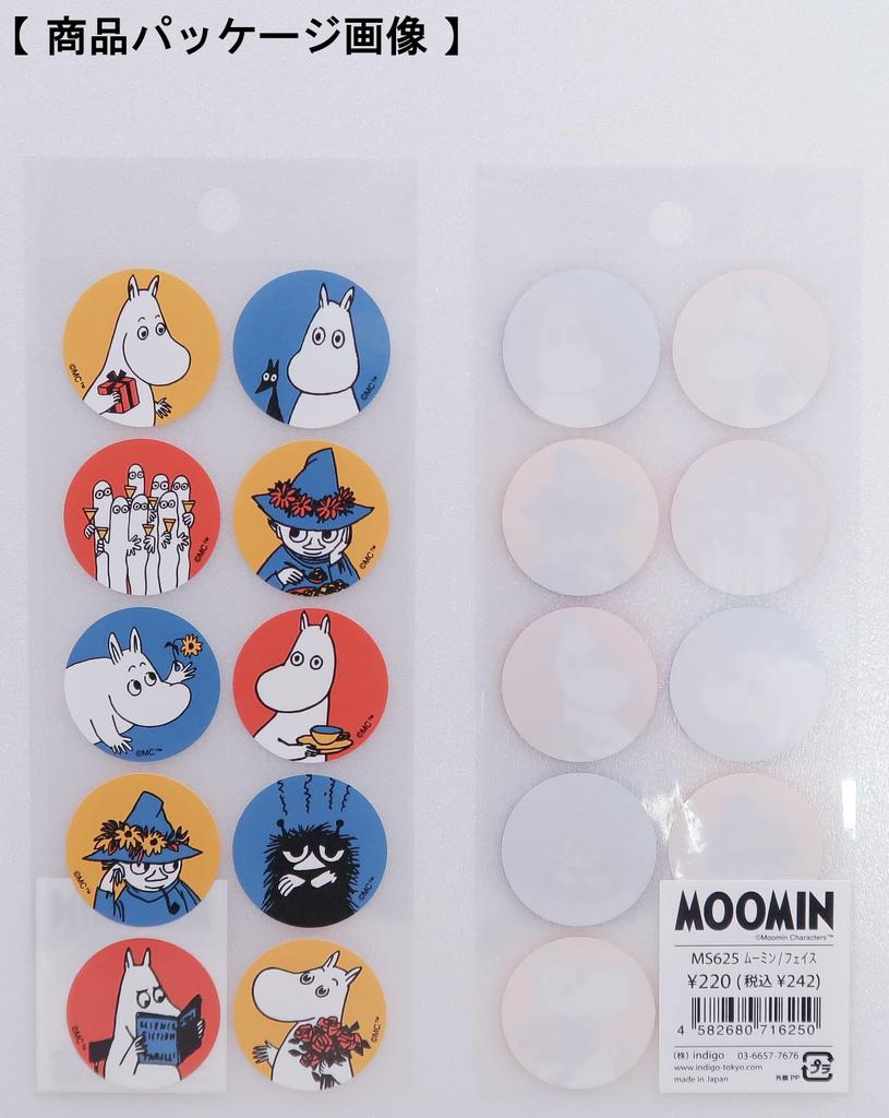 Indigo MOOMIN Gift Wrapping Moomin 1 Sheet MS625 Stickers, Face, (10 Stickers),