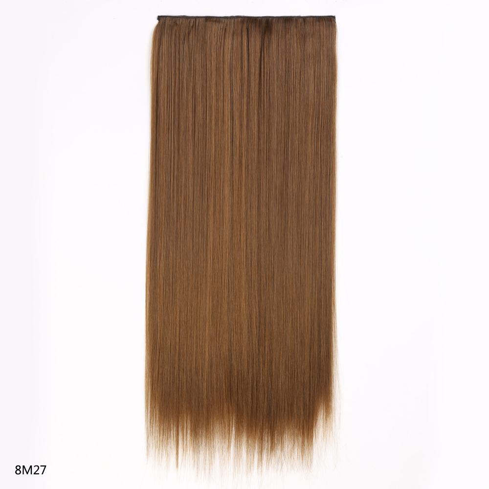 Synthetic Hair Extension Clip Ins One Piece With 5clips Long Straight Hair Brown Blonde Color For Women Daily Use