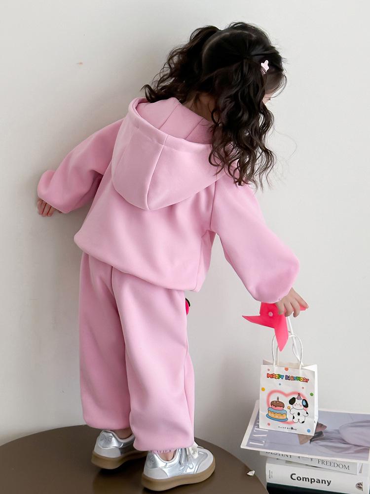 Strawberry Bear Kuromi Trendig tvådelad huvtröja för flickor - Vår/Höst 2025