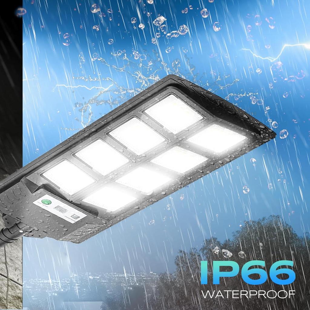 Solar Lights Outdoor Waterproof 6500K 12000LM LED Street Lights with Motion Sensor & Remote Control for Yard, Parking Lot (1 Pac