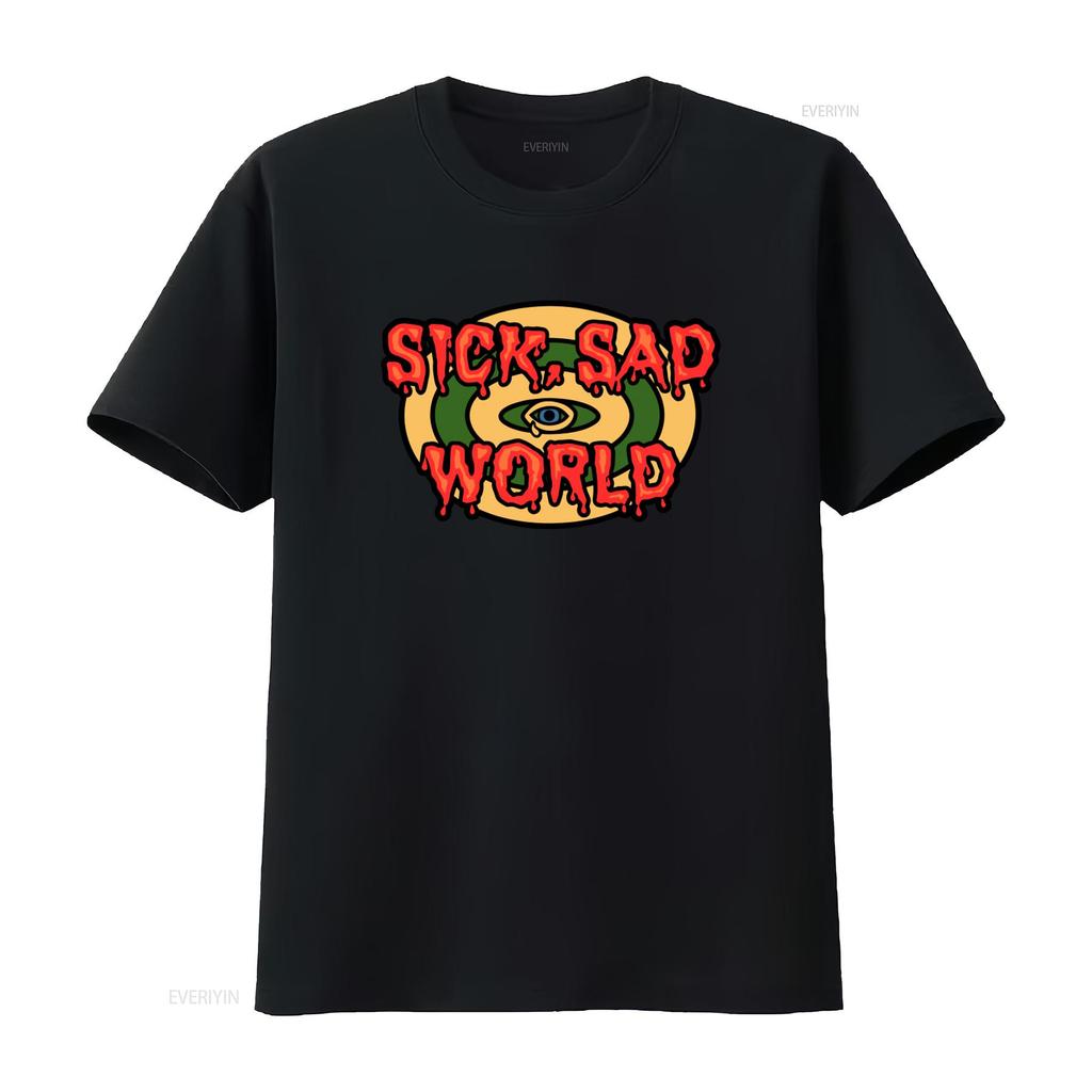Sick Sad World T Shirt Unique Eye Design for Trendy Fashion Lovers vintage Washed Stretched Unisex Top For Everyday Wear