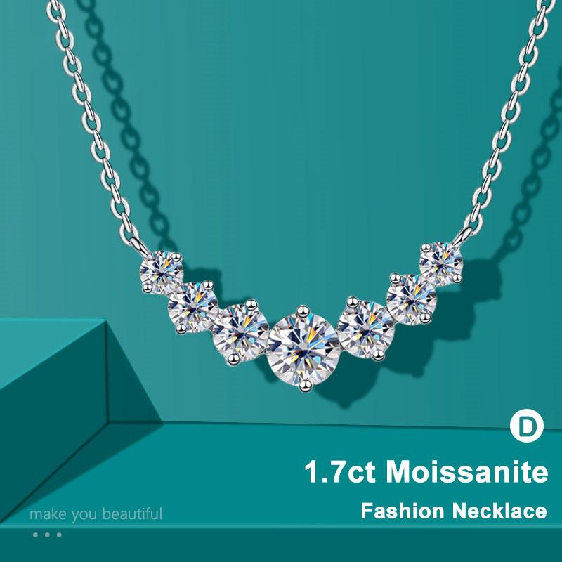 Moissanite Necklace for Woman Wedding Fine Jewely with Certificates 925 Sliver Plated 18k White Gold Necklace
