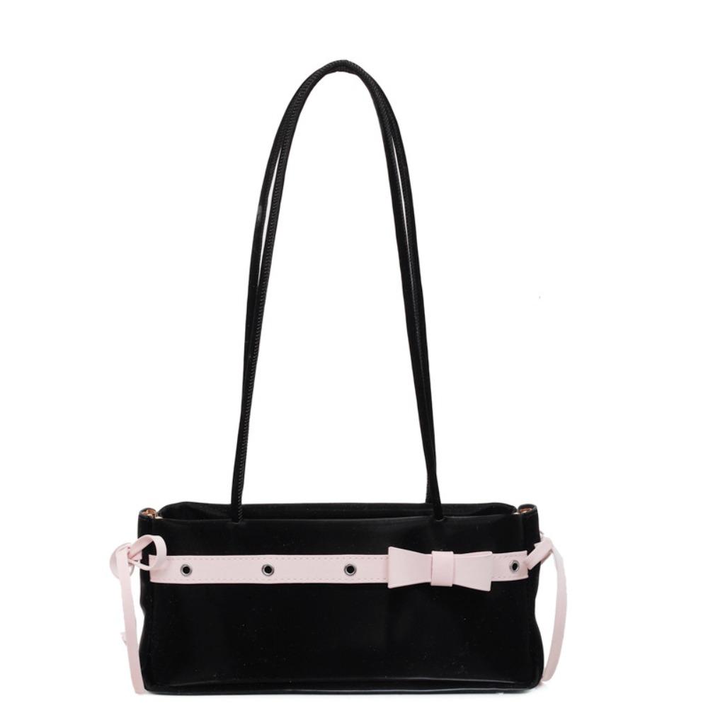 

Y2K Bow Shoulder Bag Bow Ribbon Armpit Bag Leisure Underarm Bag School чёрный