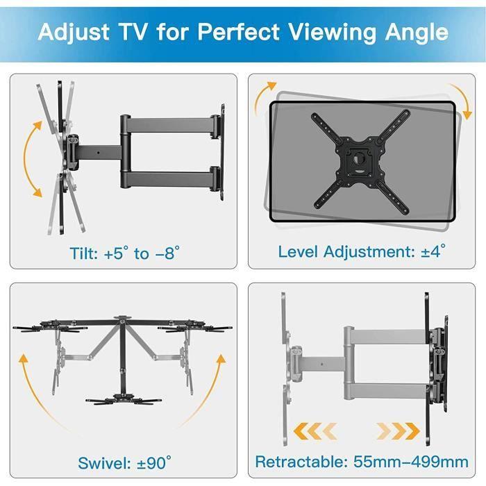 Support Murale TV - Inclinable Orientable Fixation Ultrafine Extensible - 32-55 Pouces LED LCD et courbe