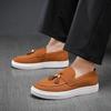 Men's Plus Size British Style Slip-On Loafers - Versatile Casual Leather Board Shoes