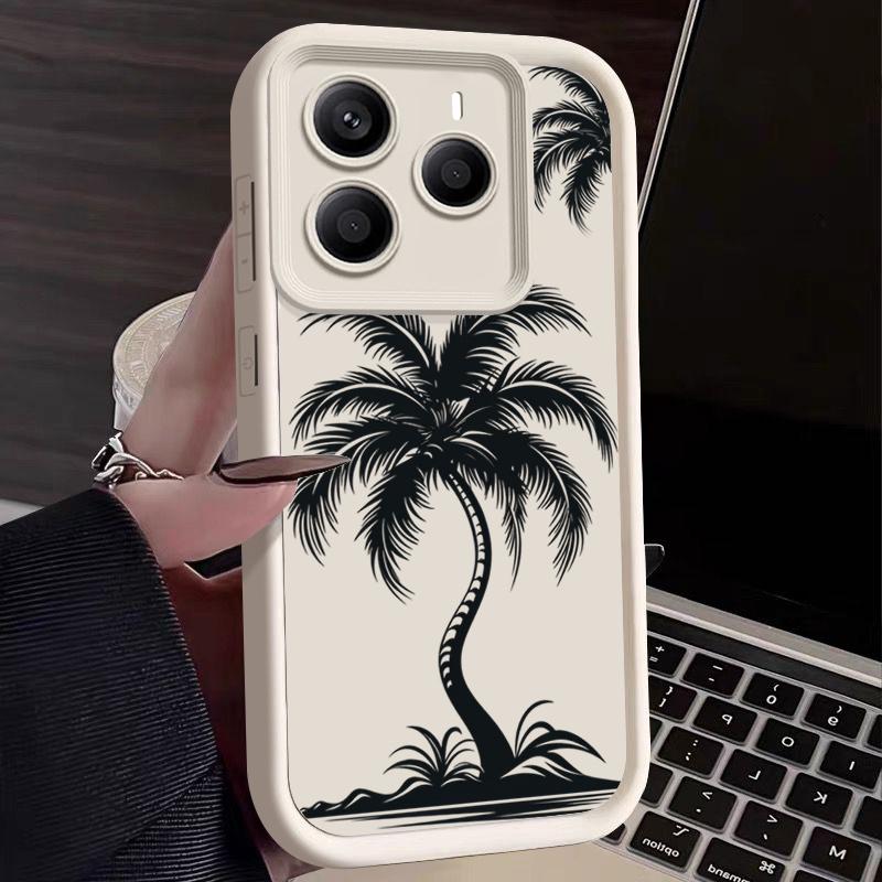 Für Xiaomi 14T Pro 13T Poco X7 F6 Pro X6 Redmi Note 14 15 13 Pro 12 11 Handyhülle Kokospalmen-Druck Anti-Fall Weiches TPU Stoßfest Mattes Stoßstangen-Cover