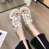 Fashion Thick Flat Sandals Summer New Round Head Set Foot Rivets Metal Buckle Waterproof Table Anti-slip Wear-resistant Slippers