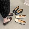 Fashion Elegant Retro Square Toe Mary Jane Flat Bottom Single Shoes Casual Soft Leather Ballet Women's Flats Comfortable Solid Mocasines