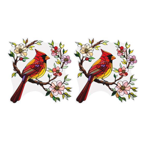 Durable Wall Hanging 1/2Pcs Acrylic Red Bird Decoration, Standing on Flower Ornament Branch Ornament, Indoor Outdoor Window