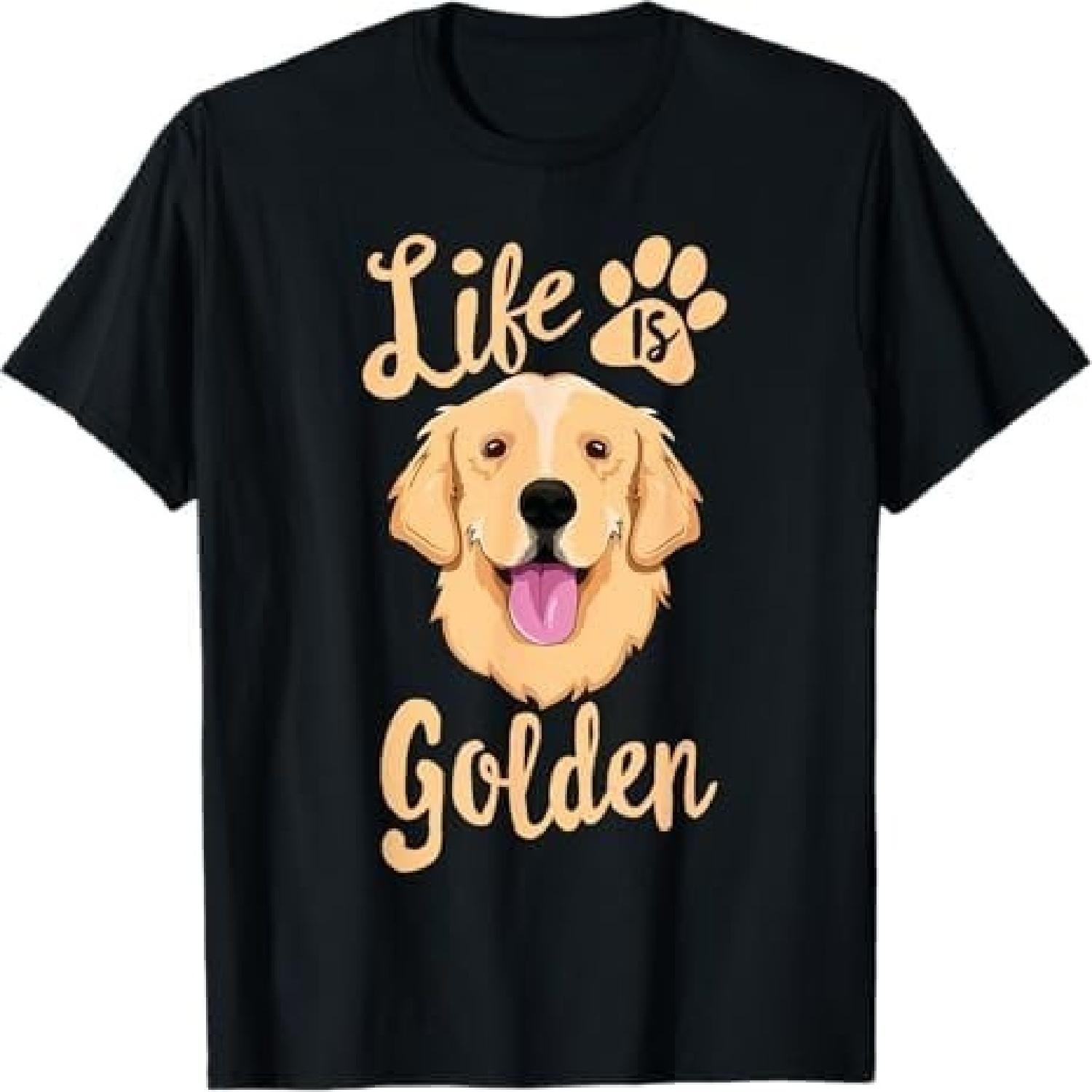 Life is Golden Retriever T-Shirt Women Kids Dog Owner Gift T-Shirt HABI S