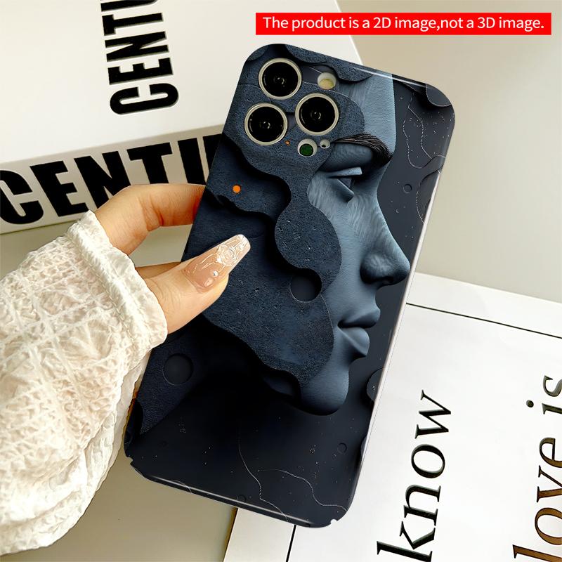 2DFlat Abstract Face Layered Art Phone Case All inclusive film hard iPhone case, compatible with iPhone 18 Pro Max 17 16 15 14 13 12 11