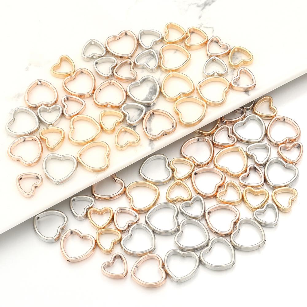 100 Stück Vergoldete Liebesherz Hohl CCB Perlen Kunststoff Lose Abstandshalter Perlen Für Schmuckherstellung DIY Halskette Armband Zubehör
