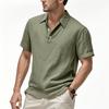 Summer Men's Casual Buttoned Loose Linen Lapel Short Sleeve Shirt for Men