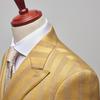 Men's Striped Double-Breasted Korean Style Golden Two-Piece Suit for Autumn and Winter
