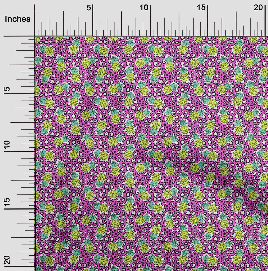 oneOone Cotton Flex Fuschia Pink Fabric Pineapple With Animal Skin Craft Projects Decor Fabric Printed By The Yard 40 Inch