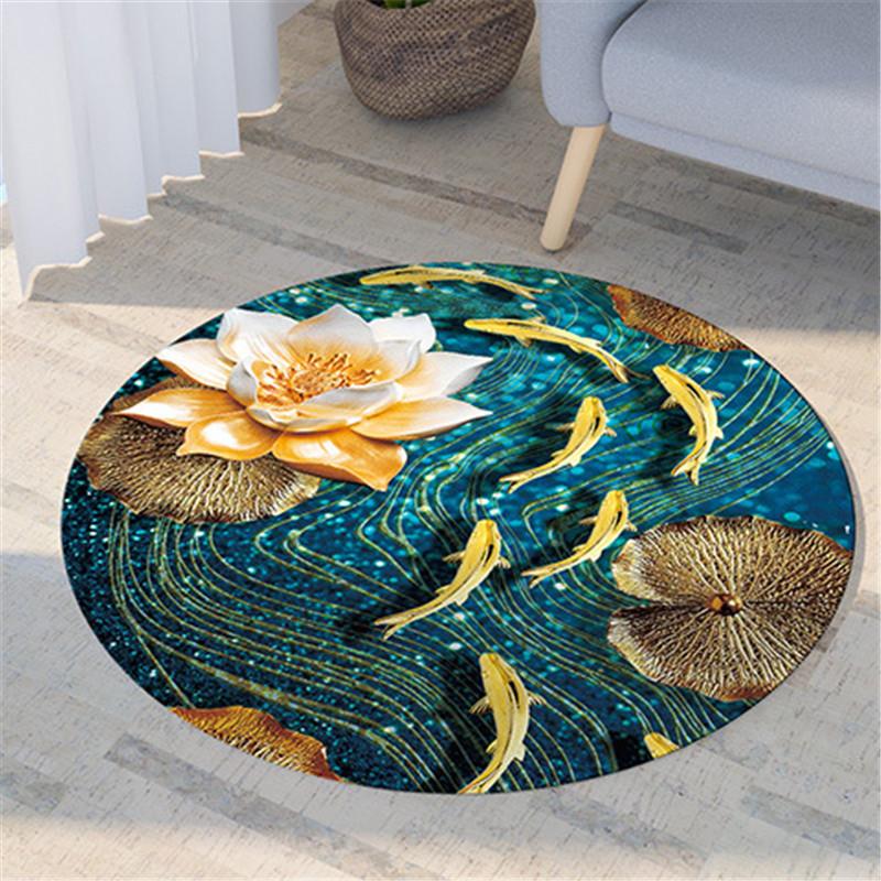 Nordic Flora and Fauna Geometric Printing Pattern Circular Carpet Home Living Room Sofa Bedroom Floor Decoration Carpet