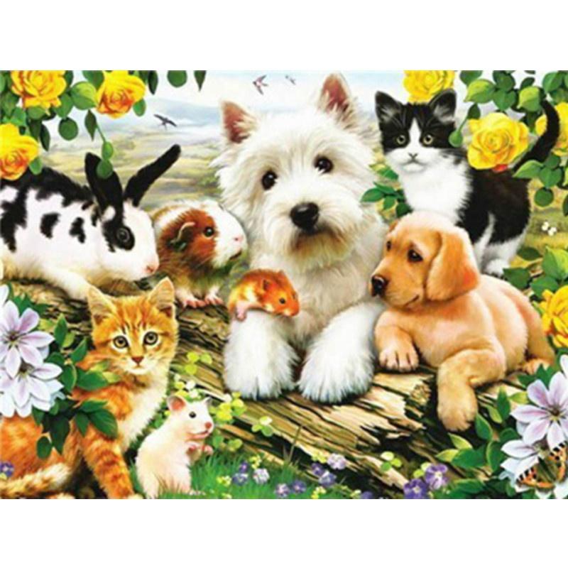 5D DIY Diamond Painting Cute Dog In Oil Painting Diamond Embroidery Cross Stitch Kit Full Rhinestone Mosaic Home Decor