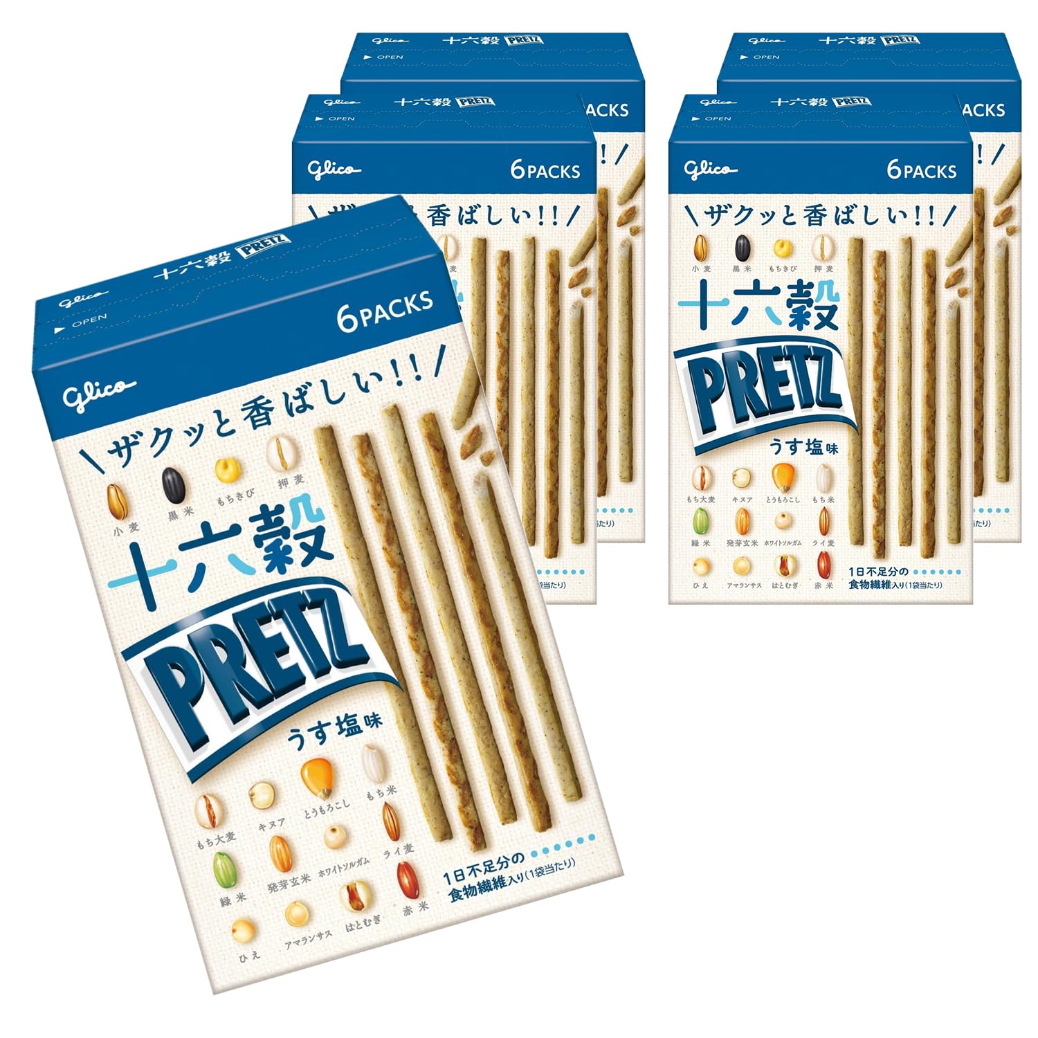 

Pretz 16 Grain Pretz Lightly Salted 60g x 5 pieces Snacks Pretzels Dietary fiber Grains Kombu Ezaki Glico glico pretz (6 bags)