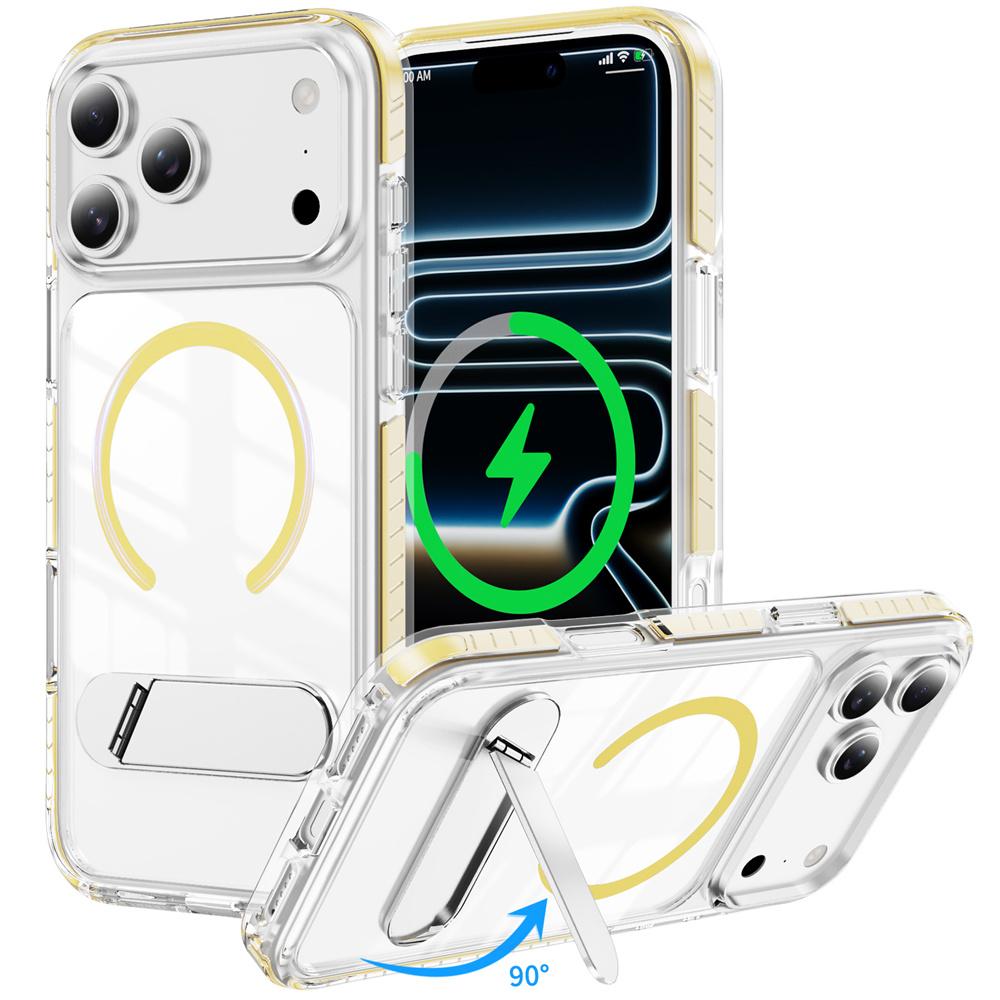 

Metal Folding Invisible Stand Phone Case For iPhone 17 17Pro Air 12 13 14 15 16 Pro Max Clear Acrylic For Magsafe Magnetic Cover Case & Holder&iPhone 14 Plus